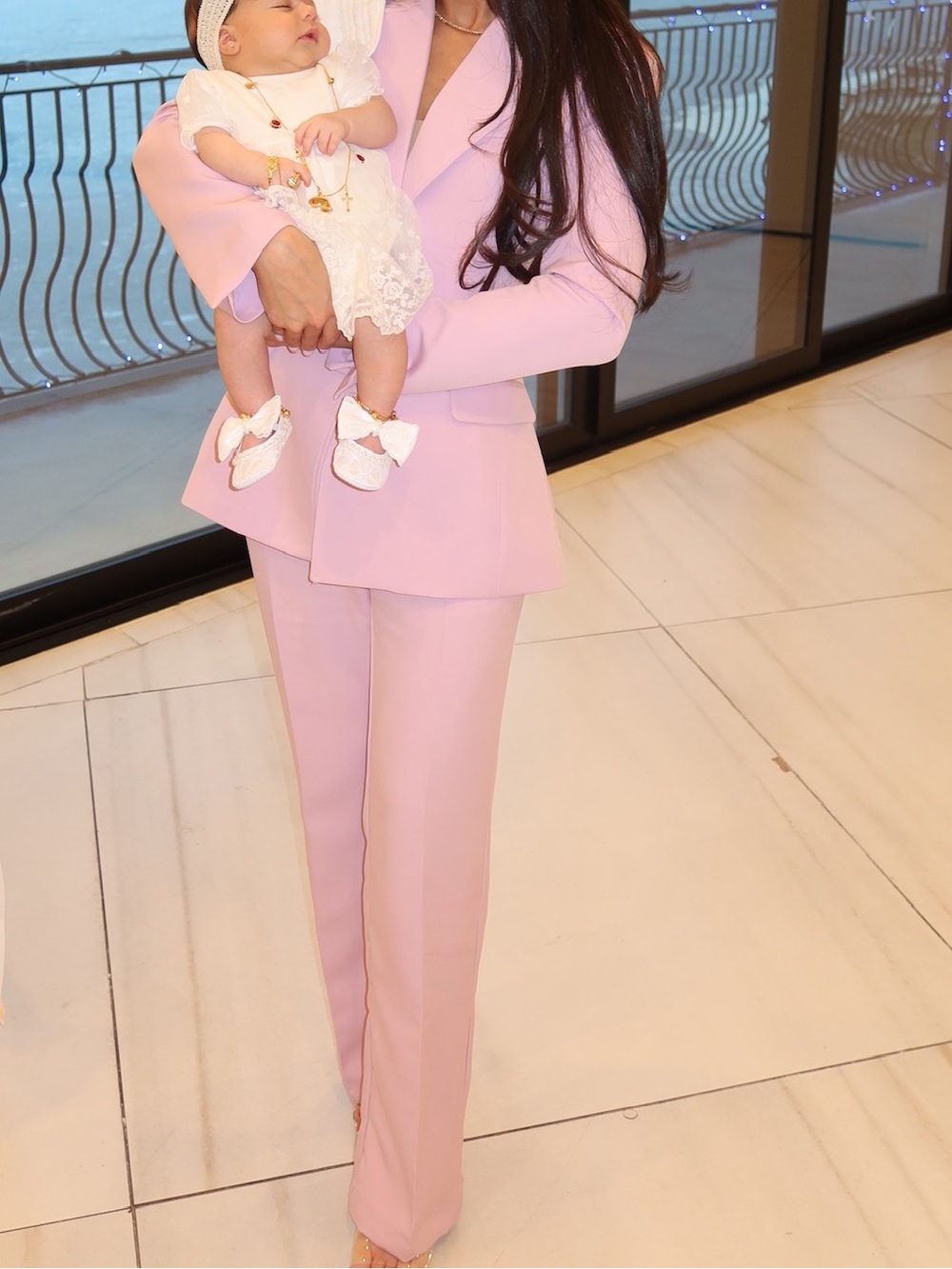 Women's Pink Tailored Blazer & Trouser Set - Elegant Two-Piece Suit